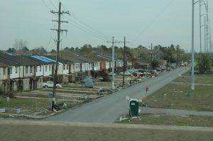 Abandoned homes and cars left in the wake of Katrina.